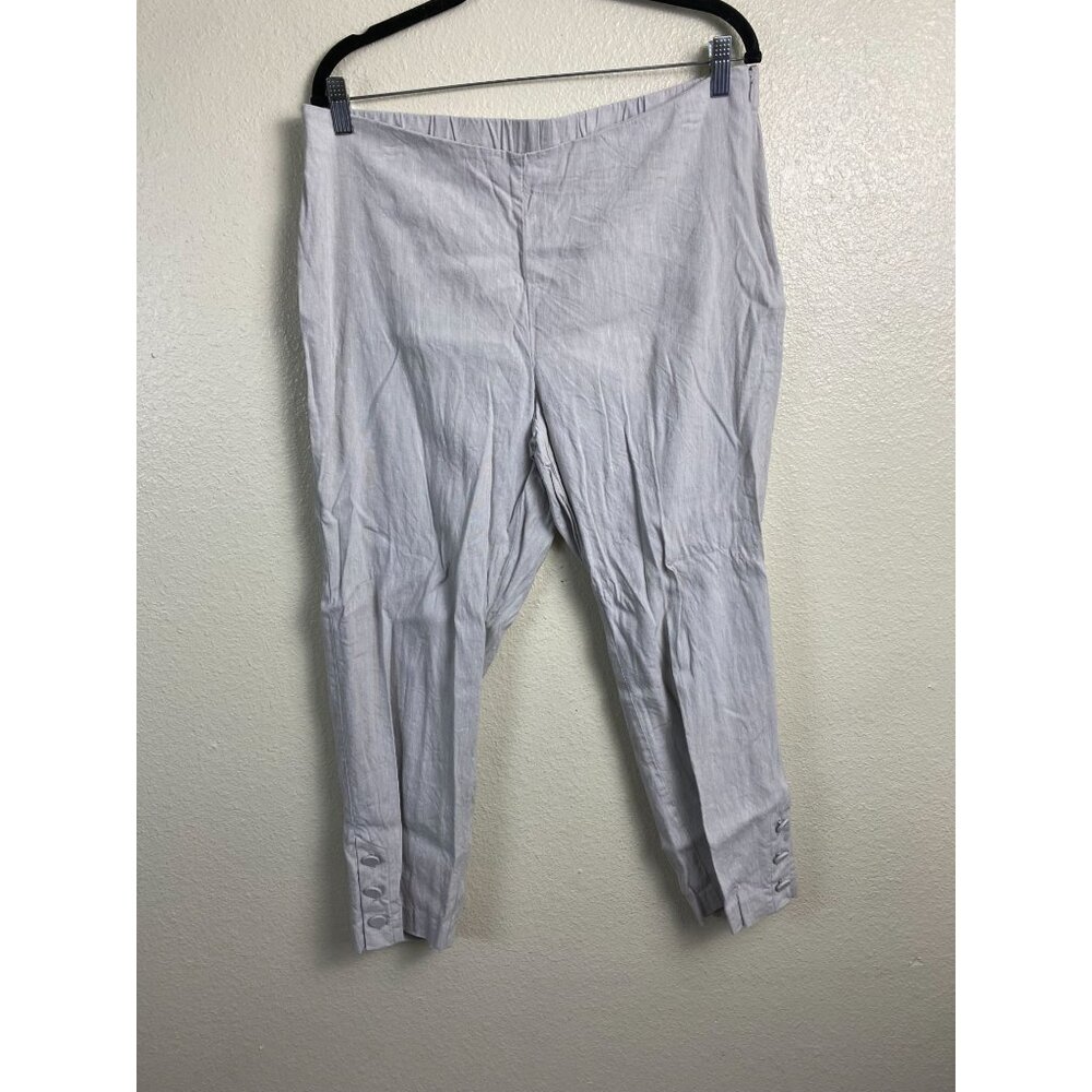 J.Jill Womens Linen Stretch Crop Pants Size Large Beige Vacation Minimalist